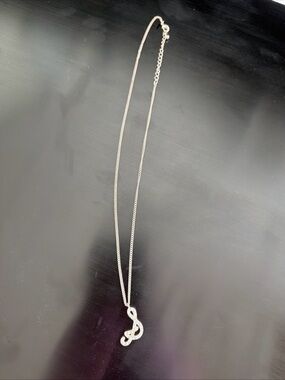 Dainty Silver rhinestone initial Necklace - Women’s